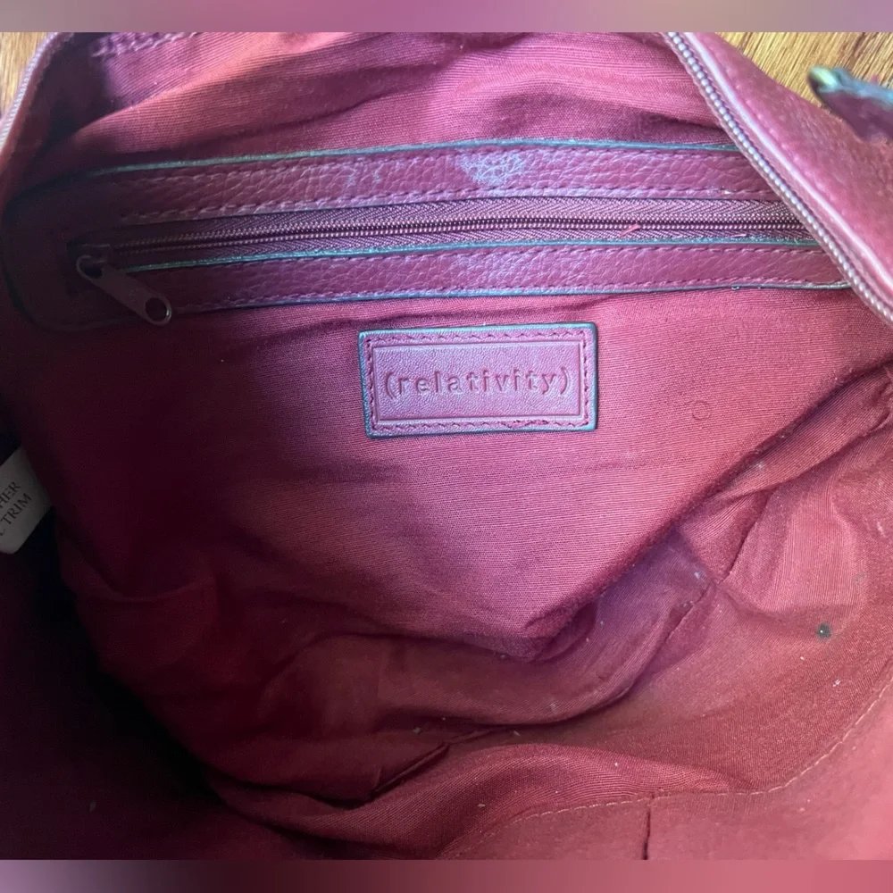 Relativity Burgundy Leather Hobo Bag